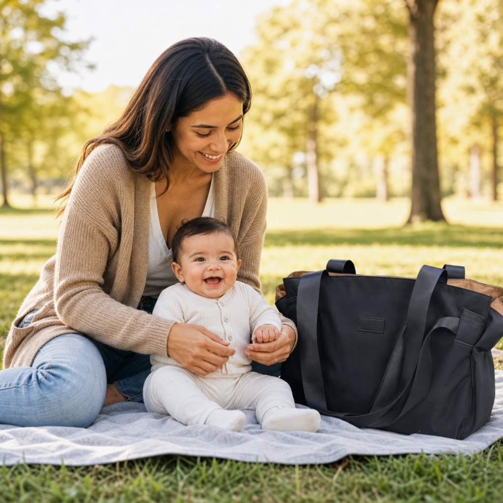 Bolsa de pañales plegable 2 en 1 con cambiador – Bolsa de viaje ligera y espaciosa para mamás