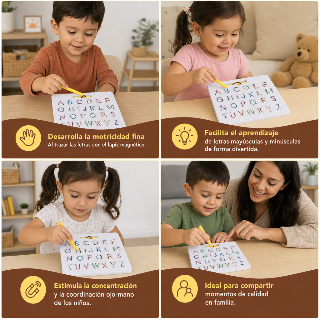 Pizarra Magnética 2 en 1 para Practicar la Escritura de Letras Mayúsculas y Minúsculas