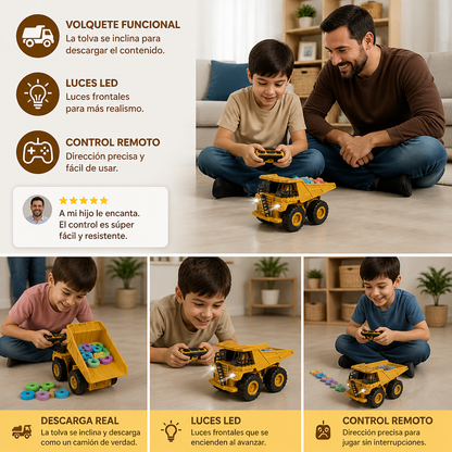 Camión Volquete Teledirigido con Luces – Juguete Vehículo De Construcción