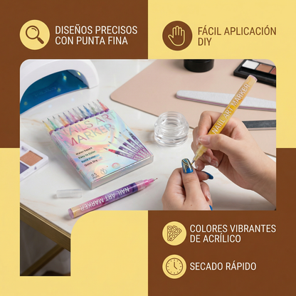 Set de rotuladores para nail art con punta de precisión – marcadores acrílicos para diseños de uñas finos