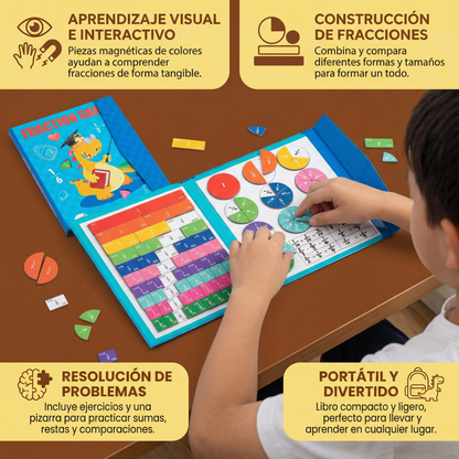 Pizarra magnética de aprendizaje de fracciones para niños | Colorida herramienta matemática para la comprensión de fracciones y operaciones