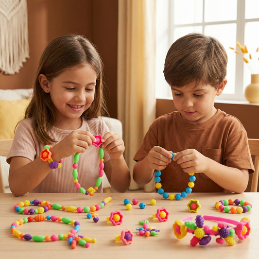 Juego de cuentas Pop para niños | Colorido kit de joyería DIY para juego creativo y desarrollo de habilidades motoras finas