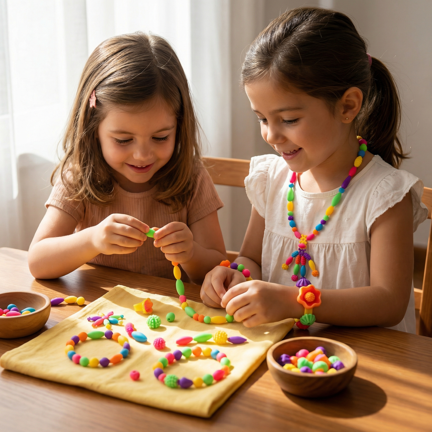 Juego de cuentas Pop para niños | Colorido kit de joyería DIY para juego creativo y desarrollo de habilidades motoras finas