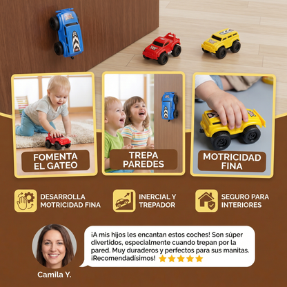 Minicoches de juguete para niños pequeños ⎜ Vehículos inerciales para gatear en interiores y desarrollar la motricidad fina