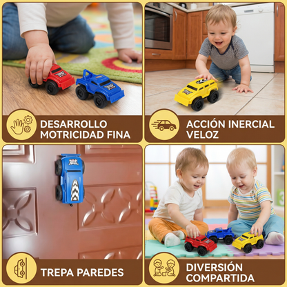 Minicoches de juguete para niños pequeños ⎜ Vehículos inerciales para gatear en interiores y desarrollar la motricidad fina