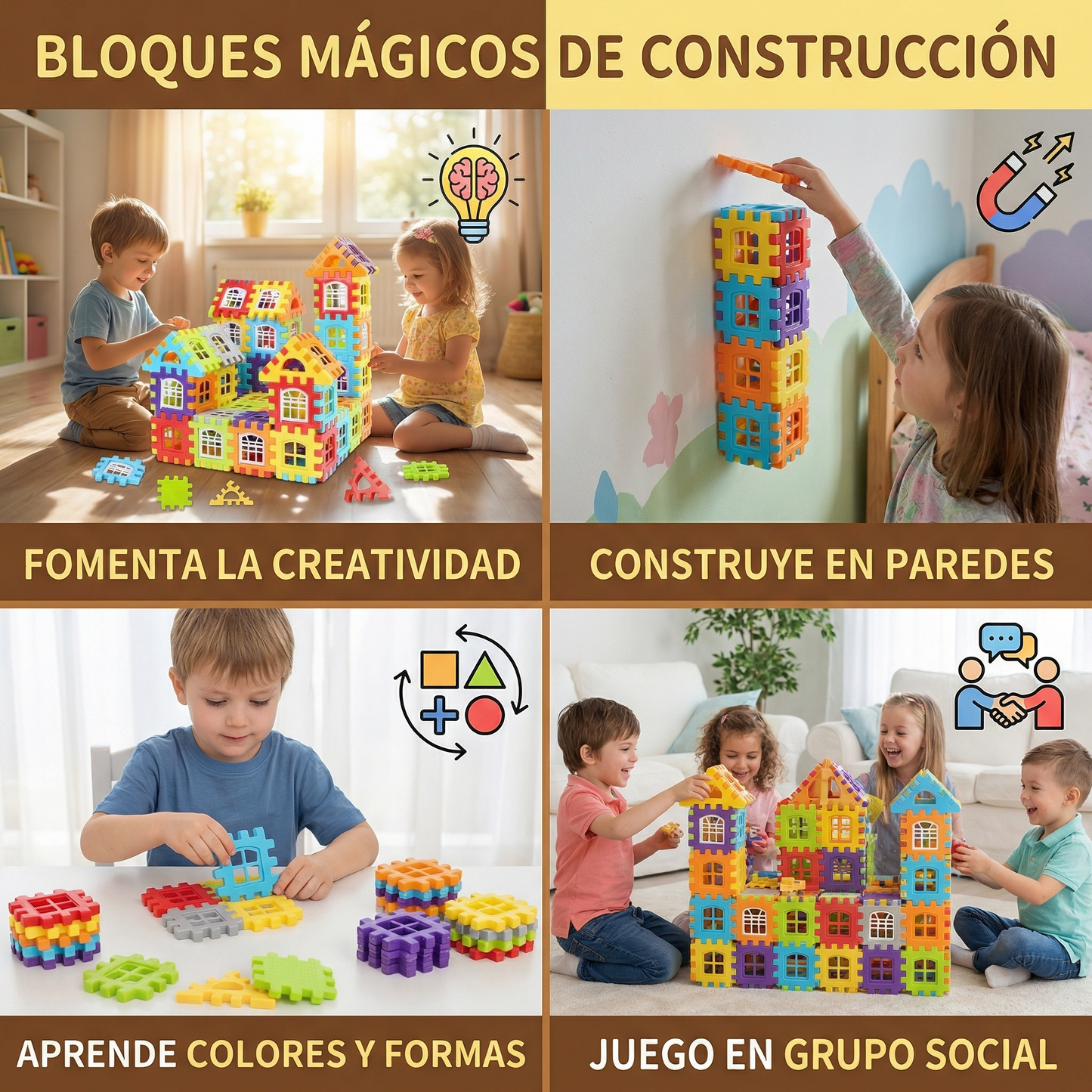 Juego de bloques de construcción para niños | Juguete de construcción creativa con ventanas