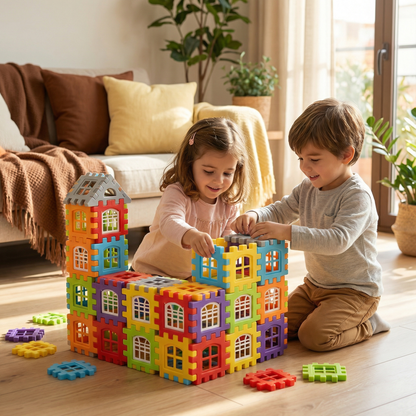 Juego de bloques de construcción para niños | Juguete de construcción creativa con ventanas