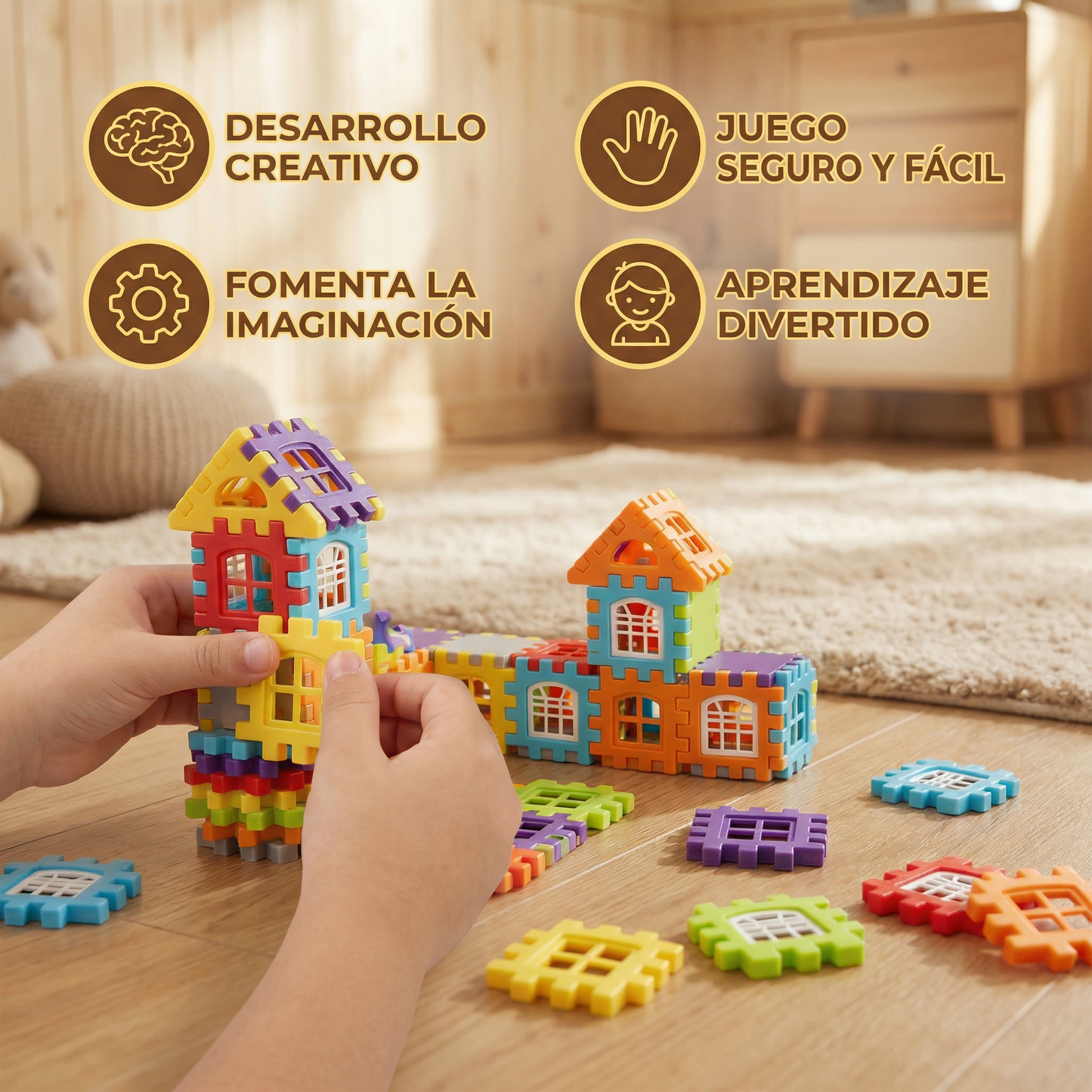 Juego de bloques de construcción para niños | Juguete de construcción creativa con ventanas