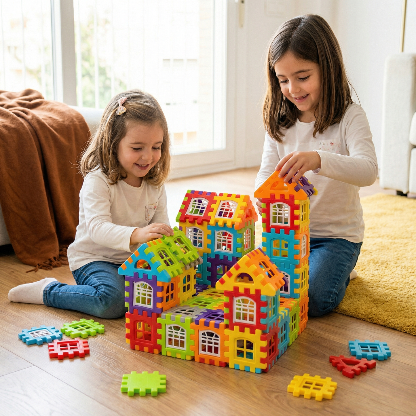 Juego de bloques de construcción para niños | Juguete de construcción creativa con ventanas