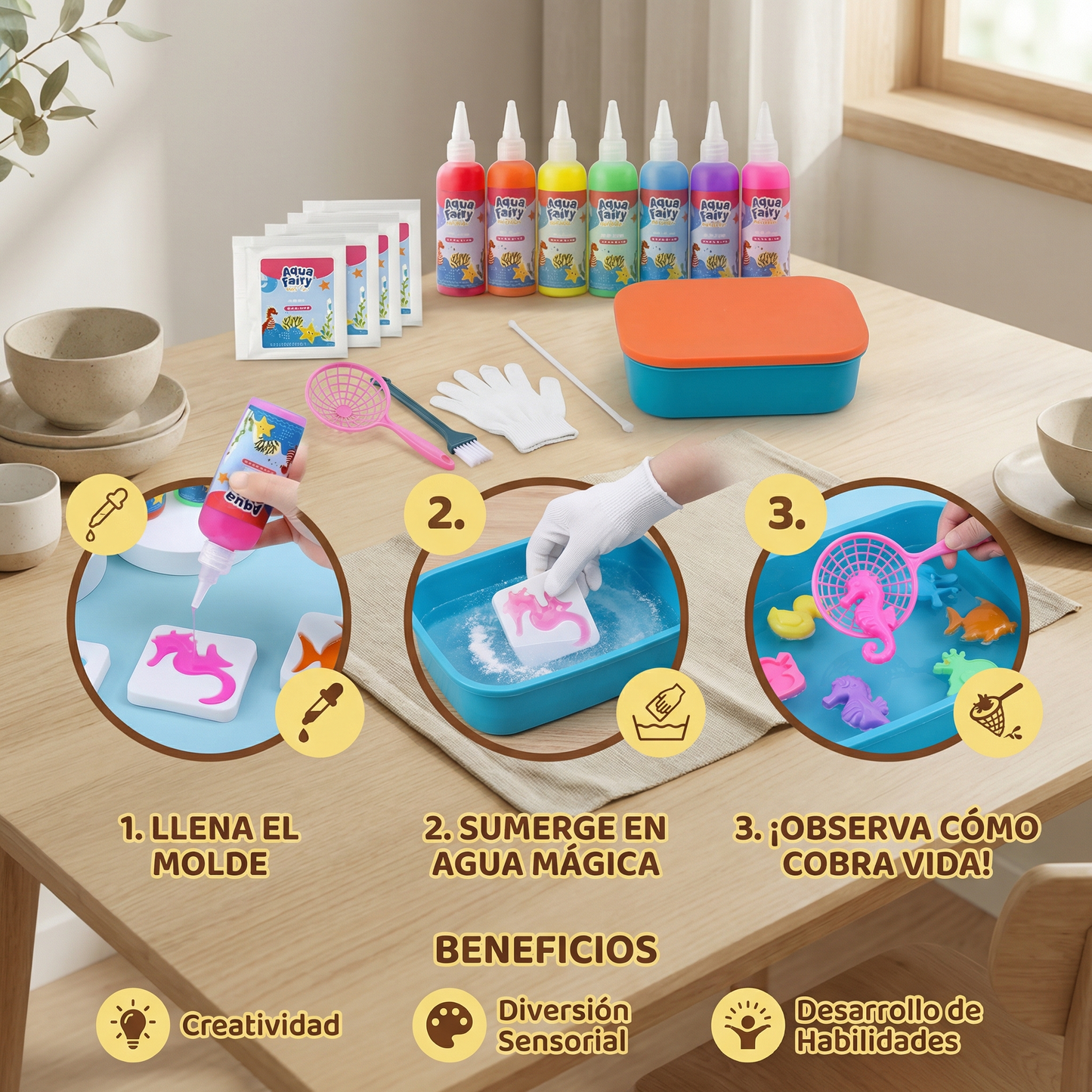 Juguete mágico de agua para niños | Set de bricolaje creativo para hacer animales flotantes en el agua