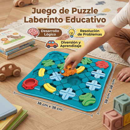 Juego de puzzle laberinto para niños | Juguete educativo de pista de carretera con bolas y coche para jugar a la lógica y resolver problemas