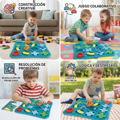 Juego de puzzle laberinto para niños | Juguete educativo de pista de carretera con bolas y coche para jugar a la lógica y resolver problemas