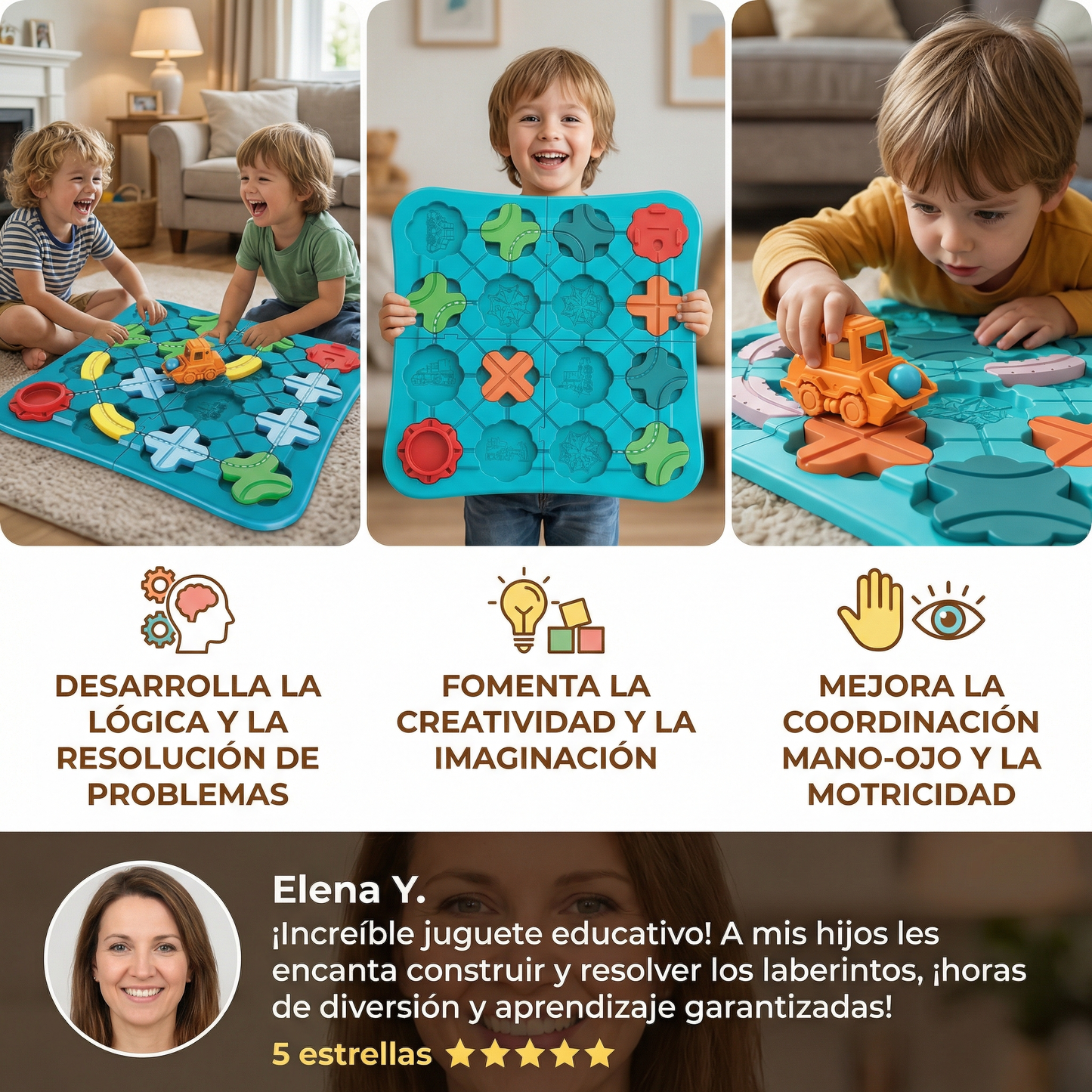 Juego de puzzle laberinto para niños | Juguete educativo de pista de carretera con bolas y coche para jugar a la lógica y resolver problemas