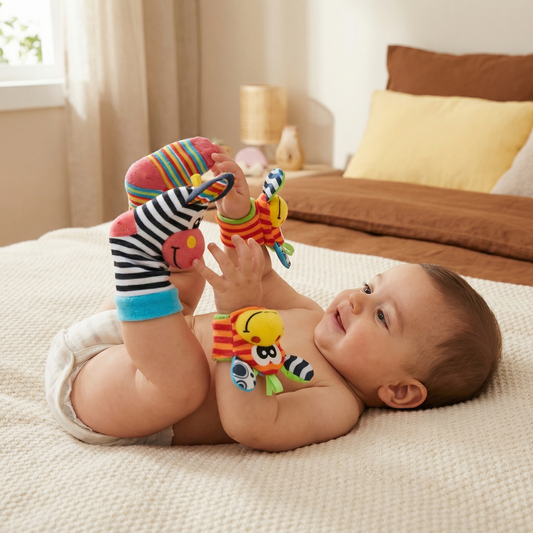 Juego de muñeca y calcetín sonajero para bebé | Juguetes sensoriales de colores para el aprendizaje temprano y el desarrollo de habilidades motoras
