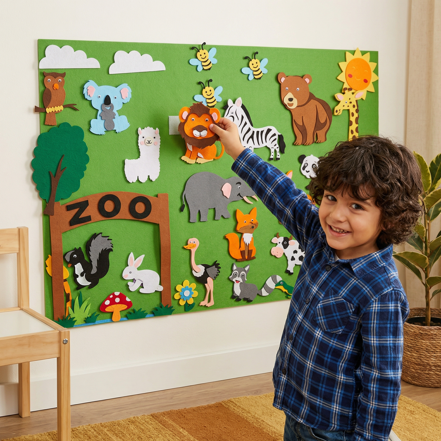 Tablero de cuentos de fieltro para niños ⎜ Kit educativo de bricolaje para aprender sobre animales, la imaginación y divertirse contando historias