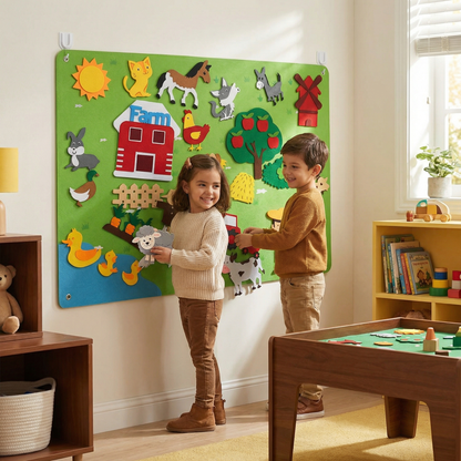 Tablero de cuentos de fieltro para niños ⎜ Kit educativo de bricolaje para aprender sobre animales, la imaginación y divertirse contando historias
