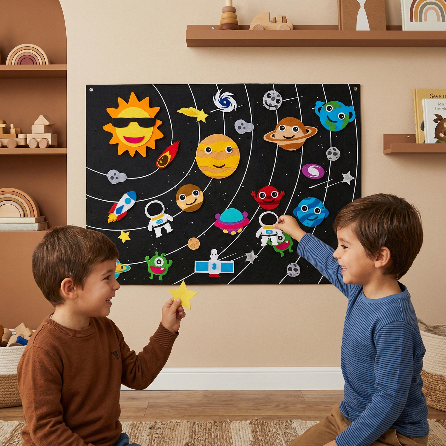 Tablero de cuentos de fieltro para niños ⎜ Kit educativo de bricolaje para aprender sobre animales, la imaginación y divertirse contando historias