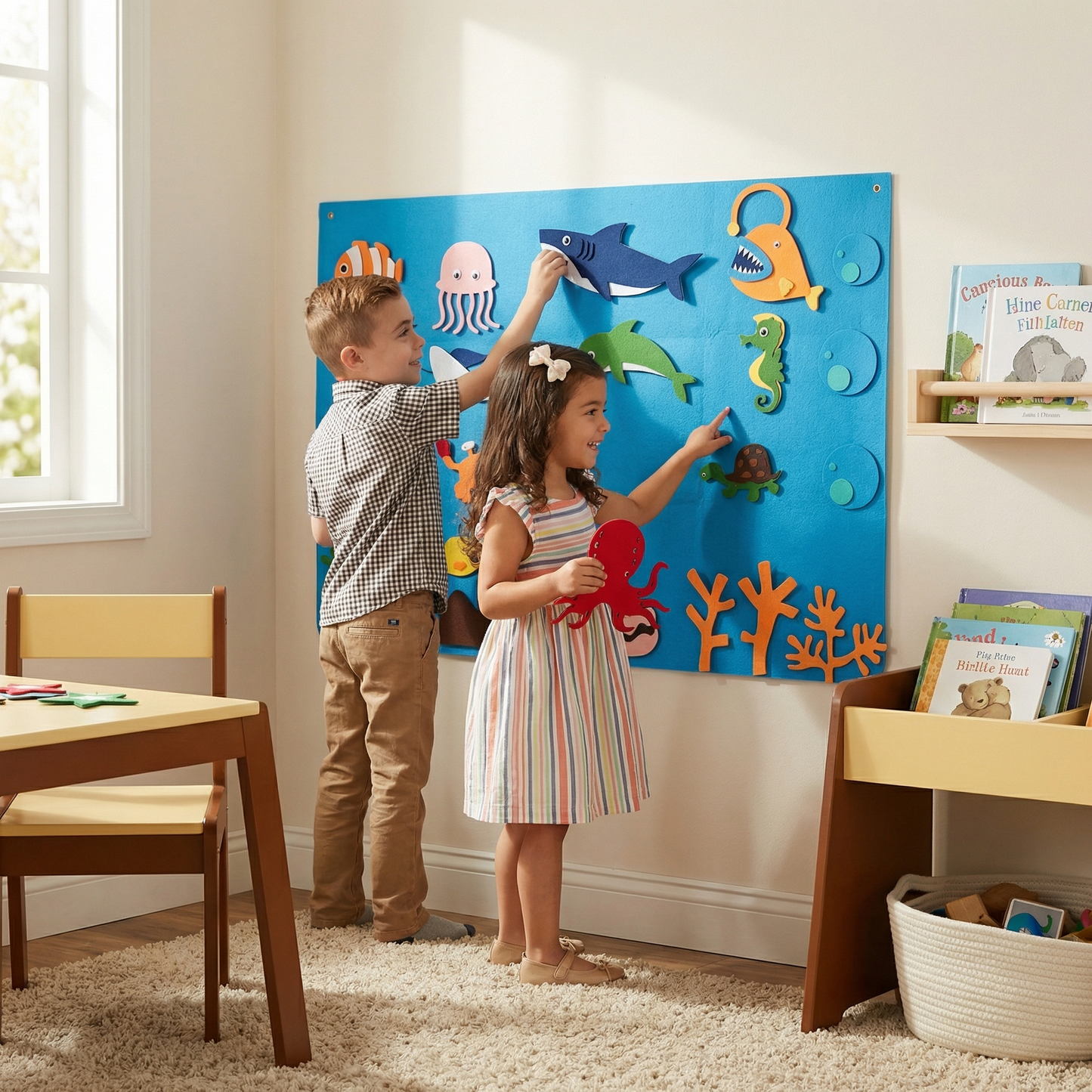 Tablero de cuentos de fieltro para niños ⎜ Kit educativo de bricolaje para aprender sobre animales, la imaginación y divertirse contando historias