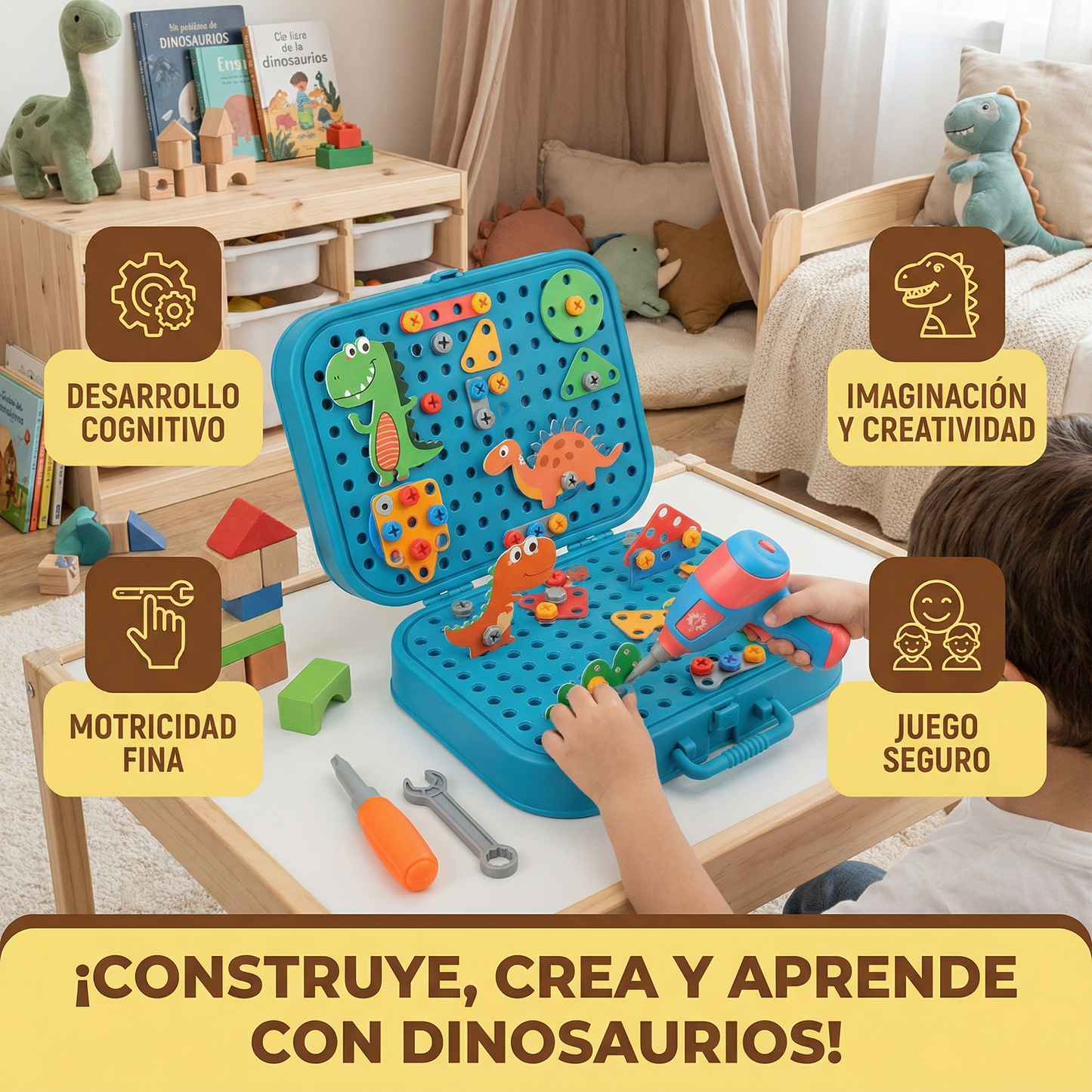 Juego de construcción para niños con adorable diseño de dinosaurio