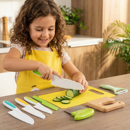 Juego de cuchillos de corte para niños | Herramientas de cocina seguras y divertidas para aprender a cortar frutas y verduras