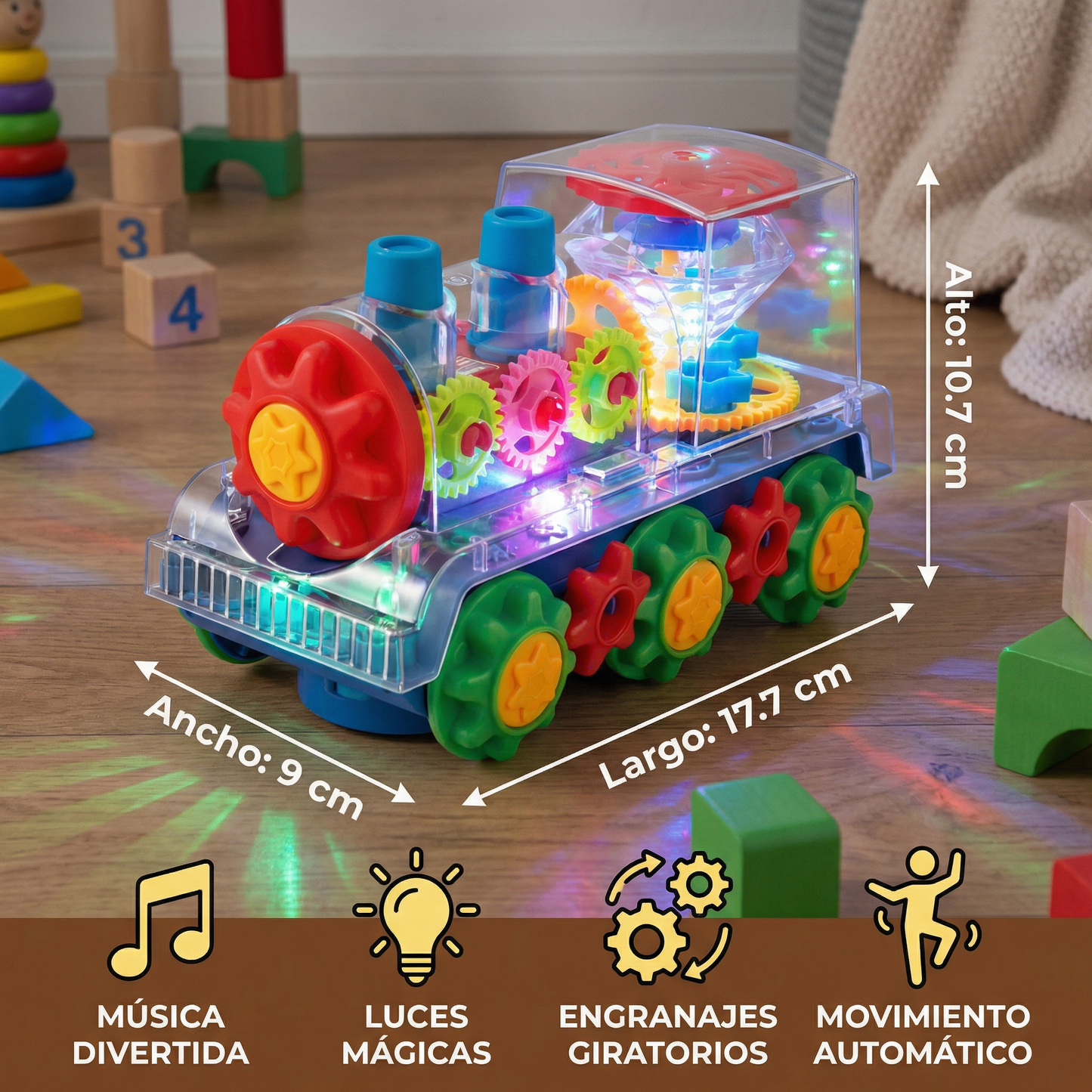 Locomotora musical danzante y luminosa