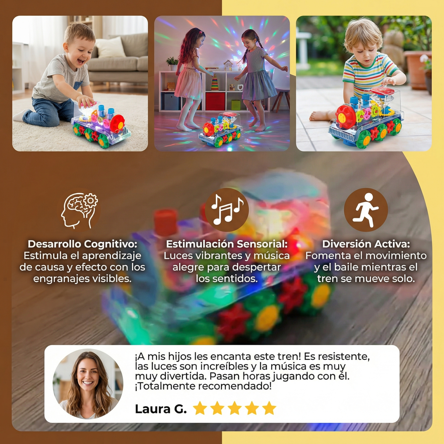 Locomotora musical danzante y luminosa