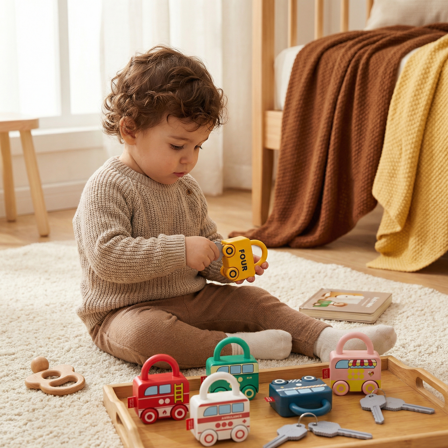 Juguete montessori llave y cerradura – Colores y patrones