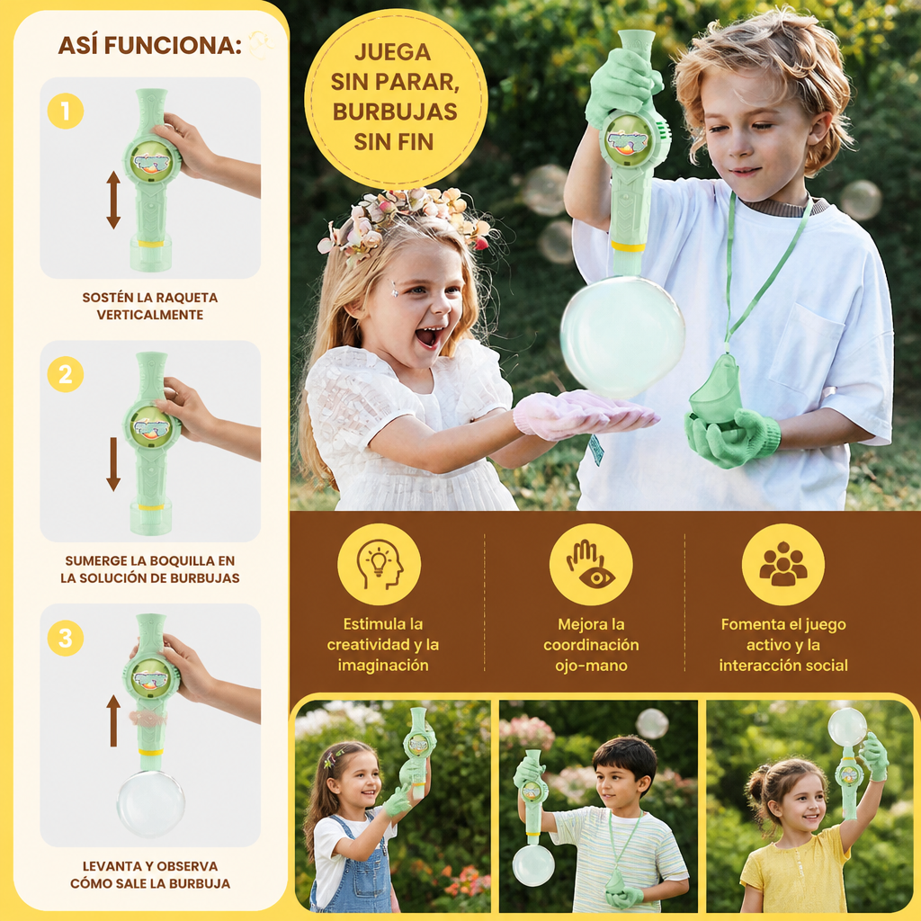 Juguete Interactivo de Raquetas con Pelota Burbuja para Niños