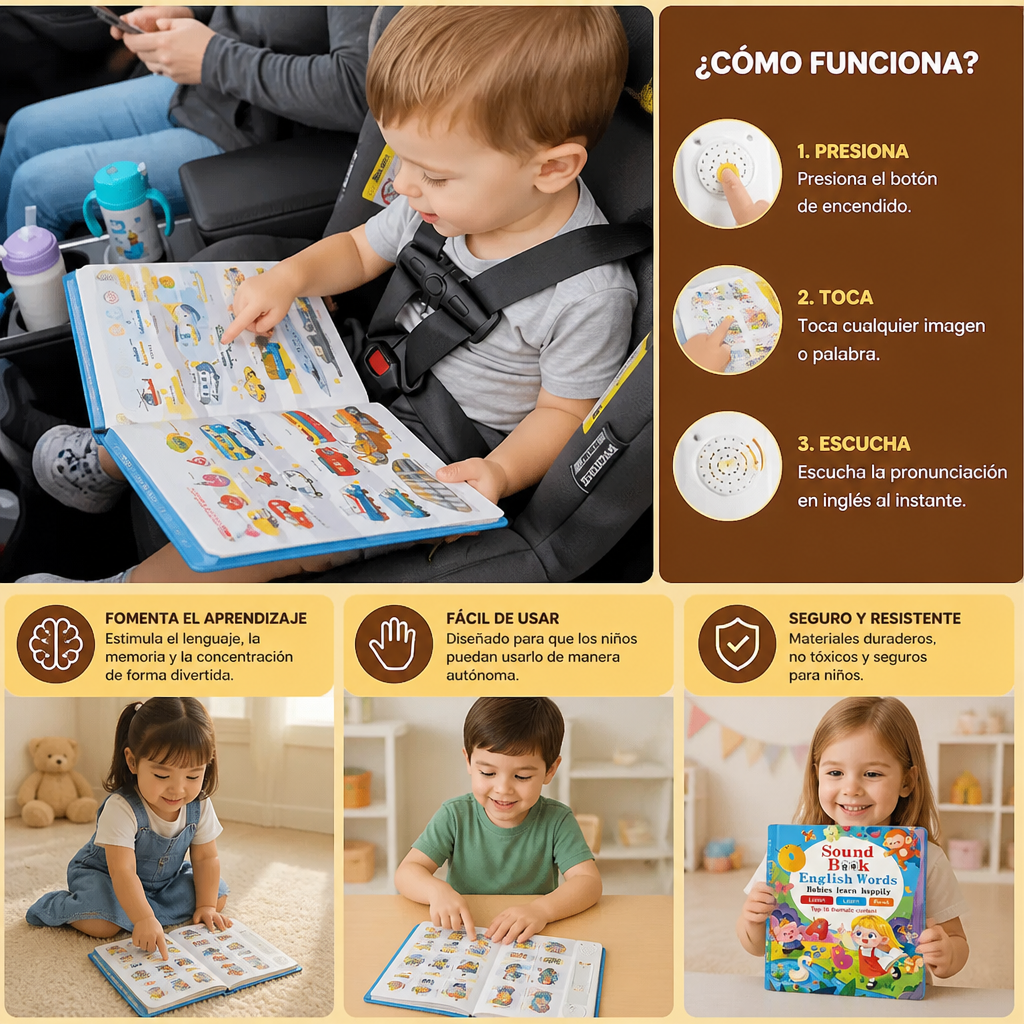 Libro Sonoro Interactivo de Inglés para Niños – Toca, Escucha y Aprende Jugando