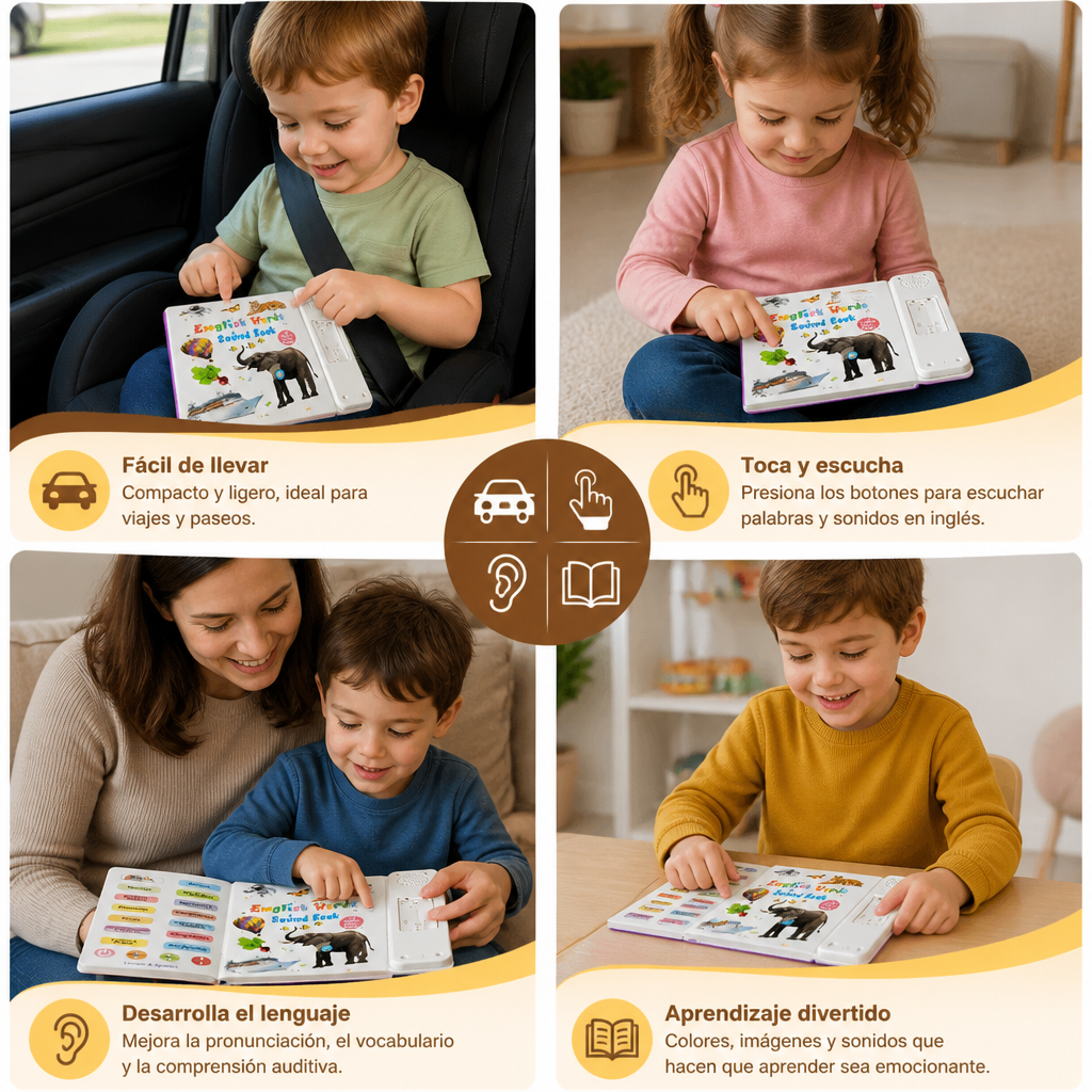 Libro Sonoro Interactivo de Inglés para Niños – Toca, Escucha y Aprende Jugando