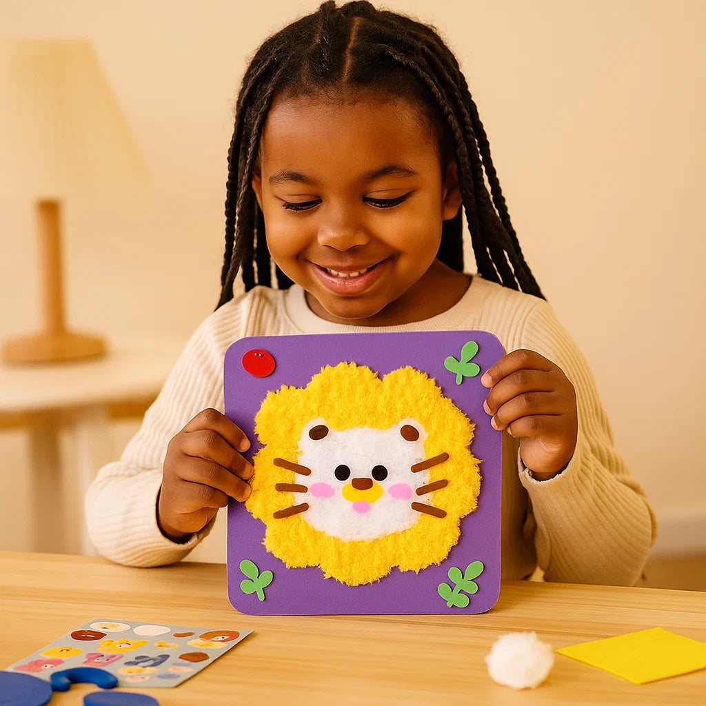 Kit de manualidades de animales DIY para niños ⎜ Set de materiales creativos hechos a mano con pegatinas de dibujos animados