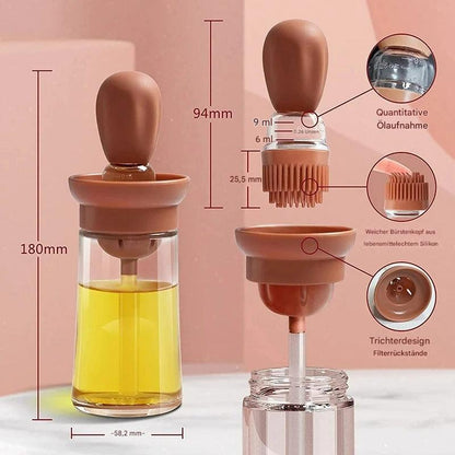 Dispensador De Aceite Con Cepillo De Silicona - Dosificación Precisa Y Fácil De Usar Para Cocinar Y Asar