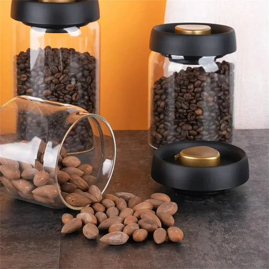 Contenedor De Cristal Para Guardar Granos De Café Con Tapa Protectora Del Sabor Para Una Frescura Duradera Cuidado Con Los Granos De Café