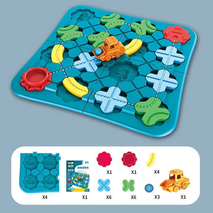 Juego de puzzle laberinto para niños | Juguete educativo de pista de carretera con bolas y coche para jugar a la lógica y resolver problemas
