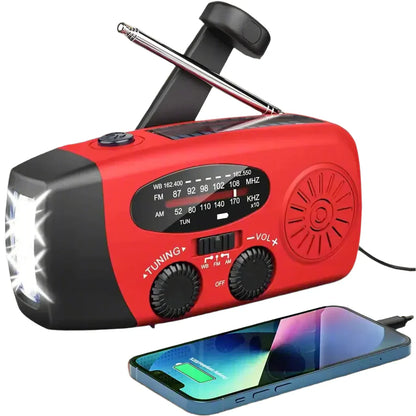 Radio Solar De Emergencia Con Manivela - Radio Dínamo Portátil Con Batería Y Linterna LED