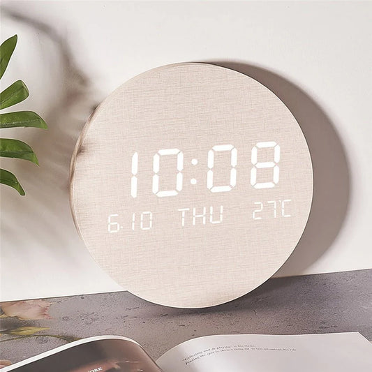 Reloj De Pared De Inspiración Nórdica Con Pantalla Digital - Elegante Reloj De Madera Para Su Hogar Reloj De Pared De Inspiración Nórdica Con Pantalla Digital