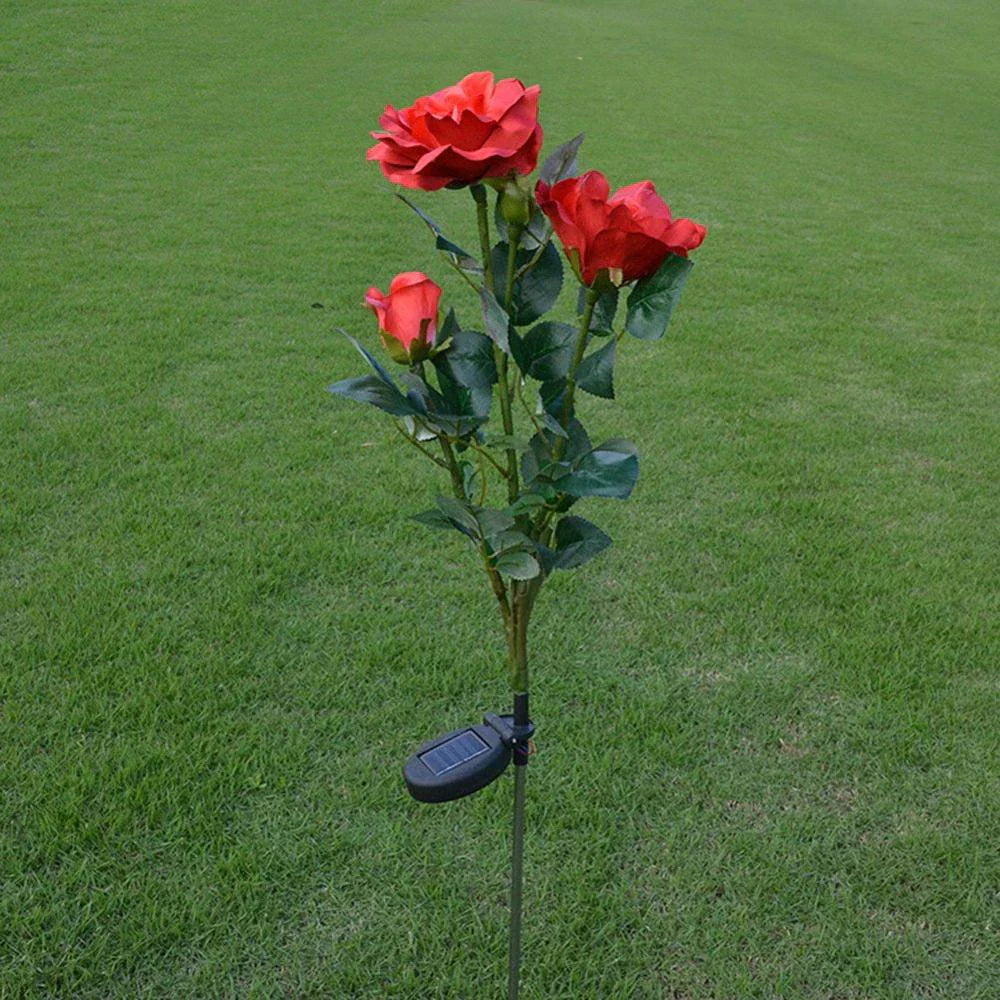 Luces de Rosas Alimentadas por Energía Solar - Enchufe de Jardín con Panel Solar para Iluminación Decorativa