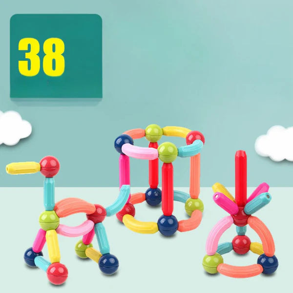 Juego de construcción magnético para niños | Colorido juguete de construcción para la creatividad, el aprendizaje STEM y las habilidades motoras
