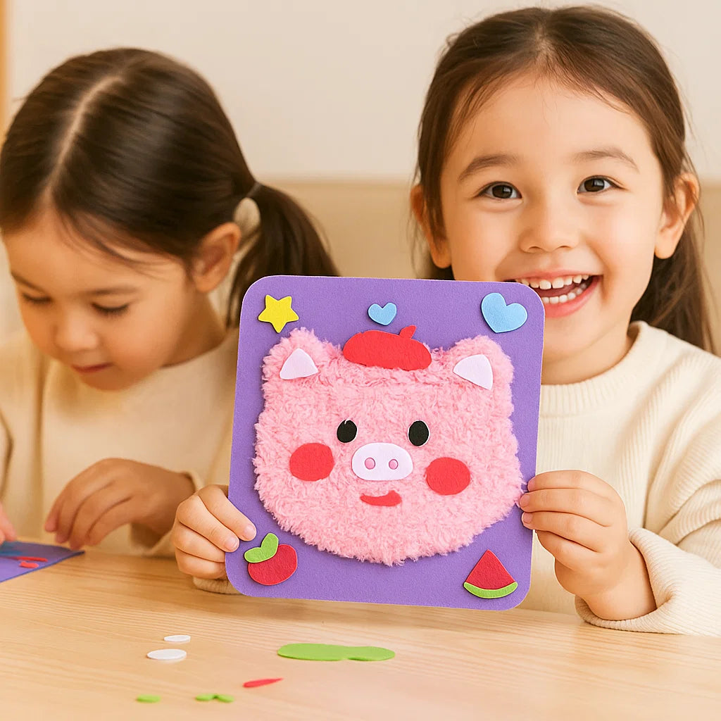 Kit de manualidades de animales DIY para niños ⎜ Set de materiales creativos hechos a mano con pegatinas de dibujos animados