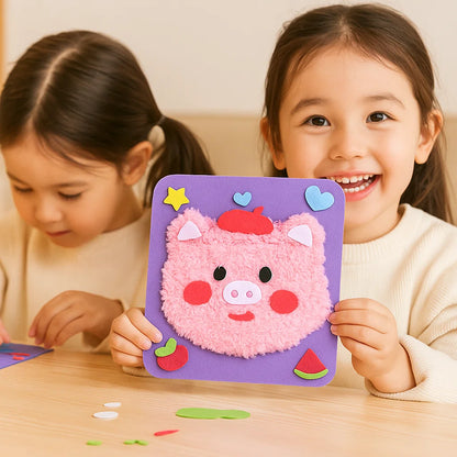 Kit de manualidades de animales DIY para niños ⎜ Set de materiales creativos hechos a mano con pegatinas de dibujos animados