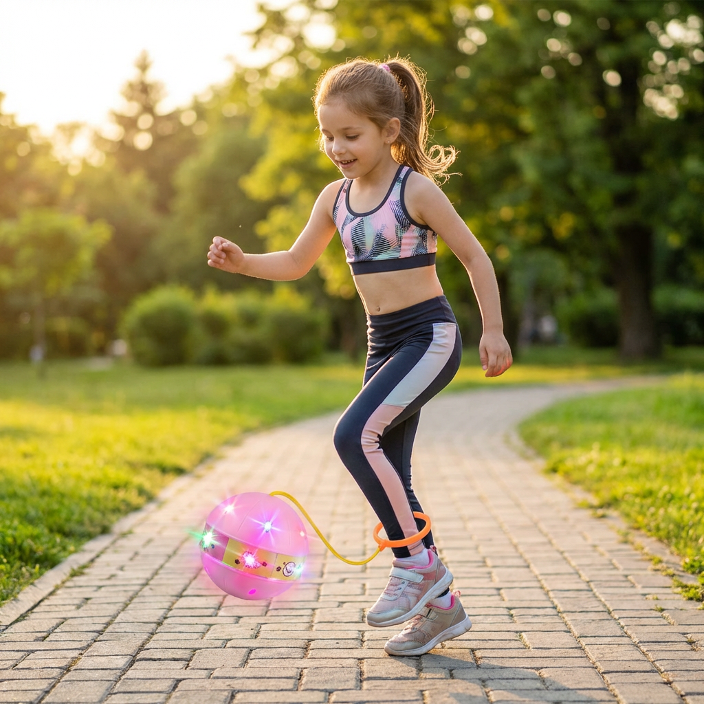 Pelota de Salto LED para Tobillo – Juguete Interactivo para Saltar para Niños