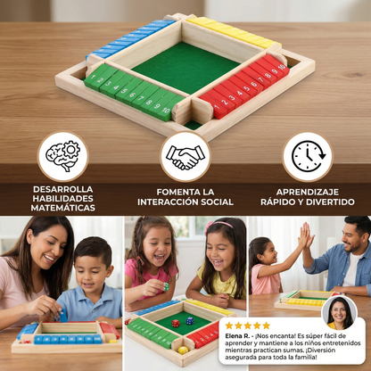 Juego familiar Shut The Box – Set para 4 Jugadores