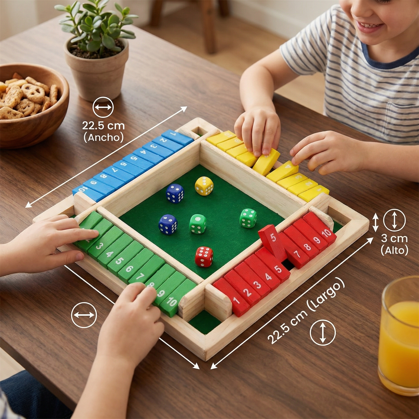 Juego familiar Shut The Box – Set para 4 Jugadores
