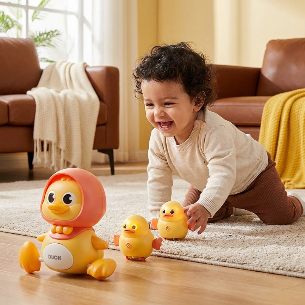 Familia de Patitos Juguete para Gatear y Aprender con Música para Bebés