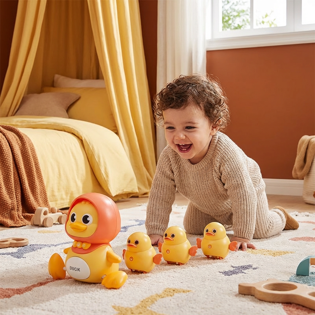 Familia de Patitos Juguete para Gatear y Aprender con Música para Bebés