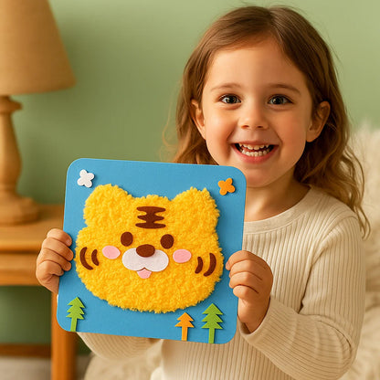 Kit de manualidades de animales DIY para niños ⎜ Set de materiales creativos hechos a mano con pegatinas de dibujos animados