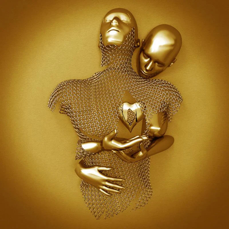 Lienzo De Amor Con Elegante Figura Metálica De Diseño Moderno