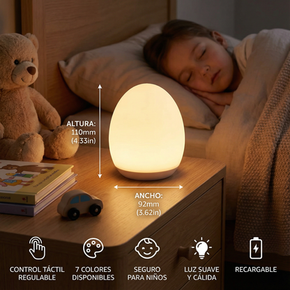 Luz nocturna LED con forma de huevo de silicona – regulable al tacto, 7 colores
