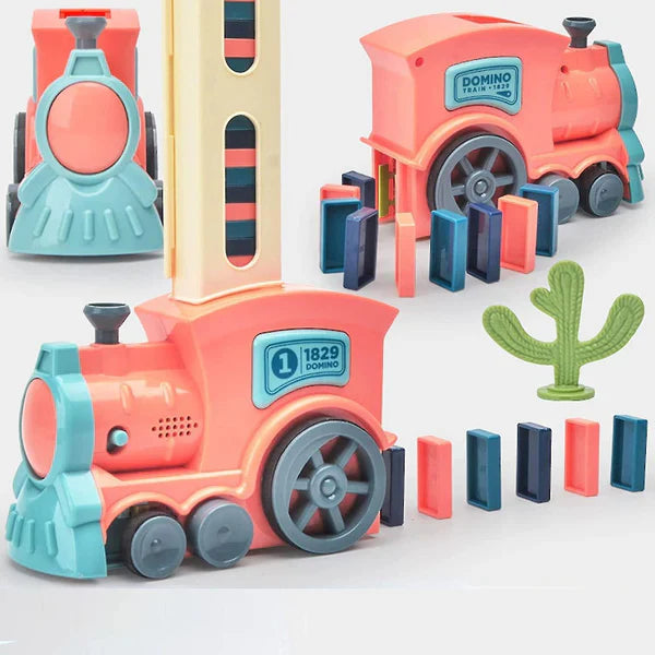 Juguete de tren dominó para niños | Colocación automática de vías con luces y sonido para una diversión creativa de aprendizaje Tren dominó de juguete para niños